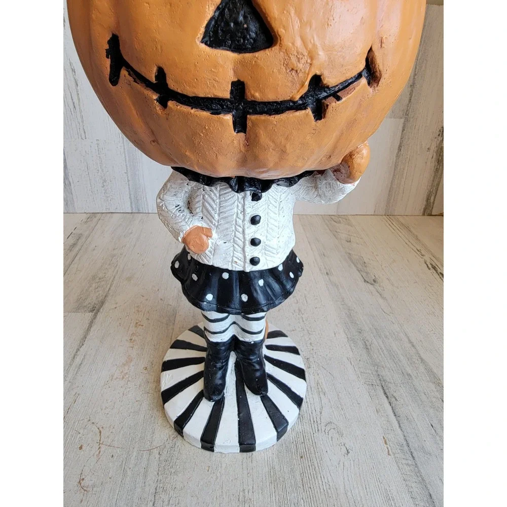 Folk art pumpkin man candy holder head Halloween unique home decor